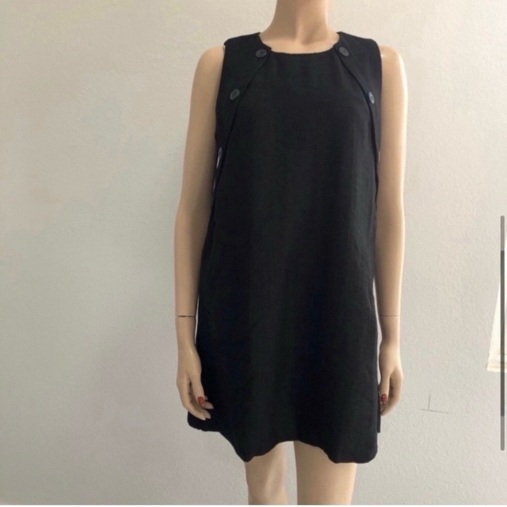 I Heart Ronson Black Mini Dress Sleeveless With Button-Trim Shoulders View 5